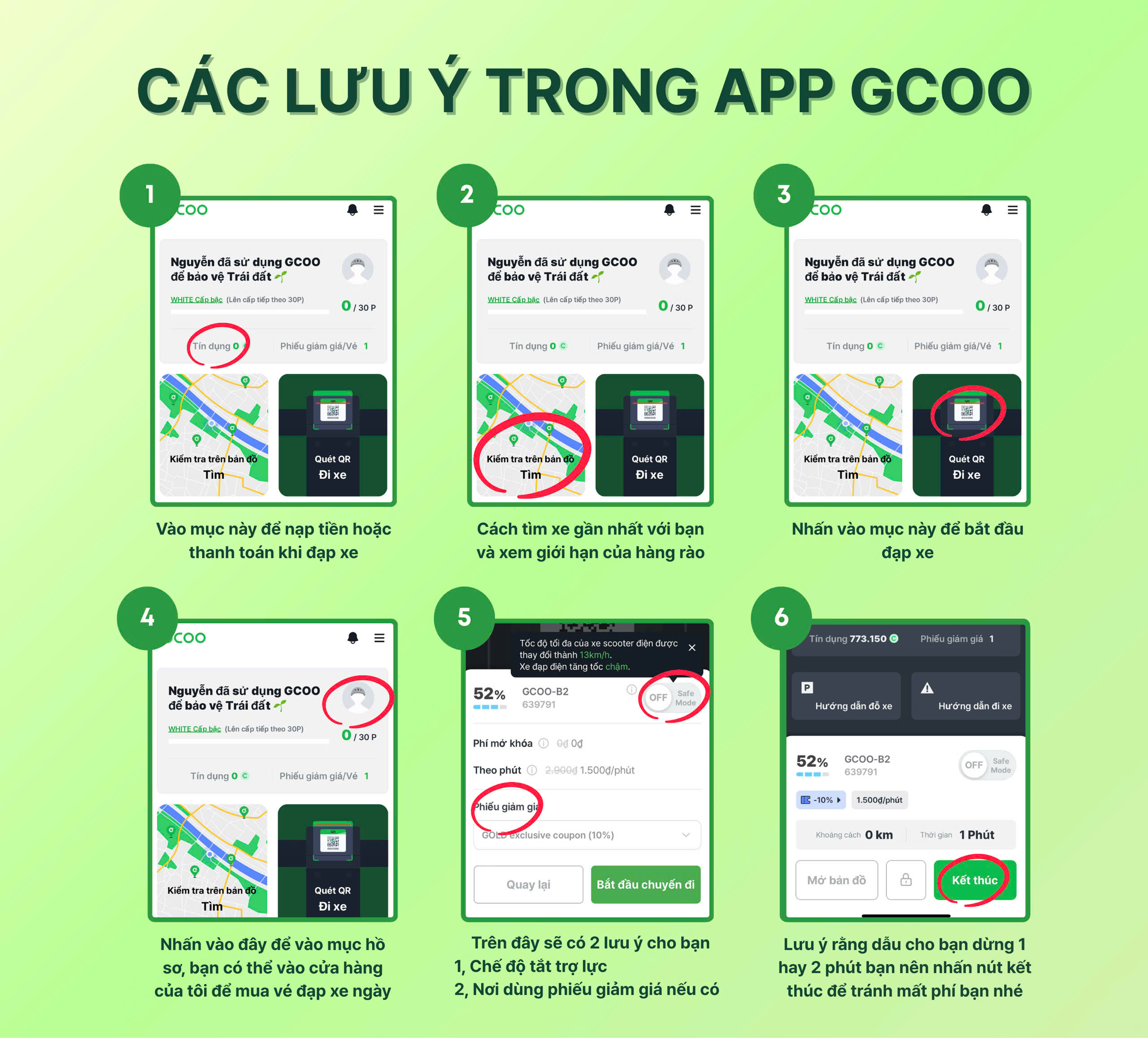 Lưu ý khi sử dụng APP